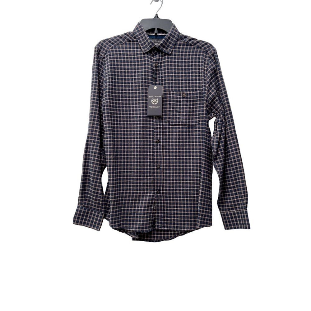 NWT Report Collection Size S Men's Soft Touch Flannel Blue Brown Plaid MSRP $79